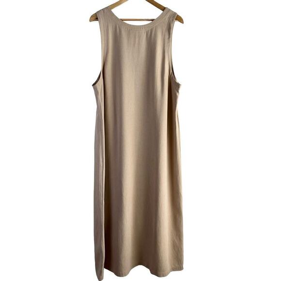 Talbots Linen Blend Scoop Neck Sleeveless Shift Maxi Dress in Tan, Size 16 - Picture 9 of 10